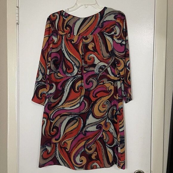 NWOT ANTHROPOLOGIE MAEVE Orange Brown Retro swirl shift dress size XS - Picture 3 of 3